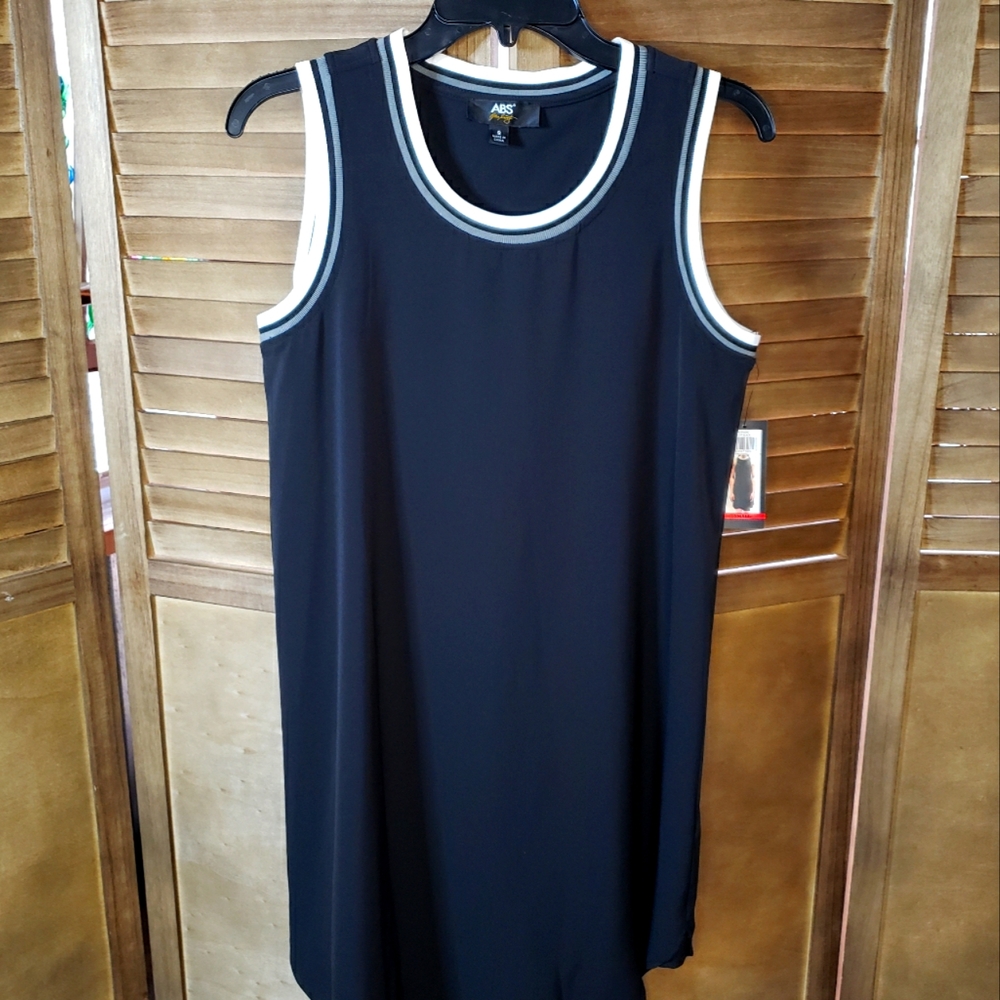 ABS sleeveless black mini dress size 8